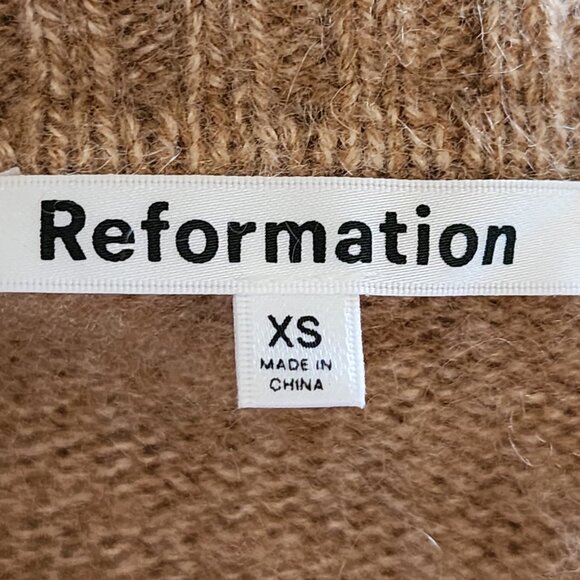 Reformation Beige Panko 100% Cashmere Collared Beckie Sweater - Picture 5 of 5